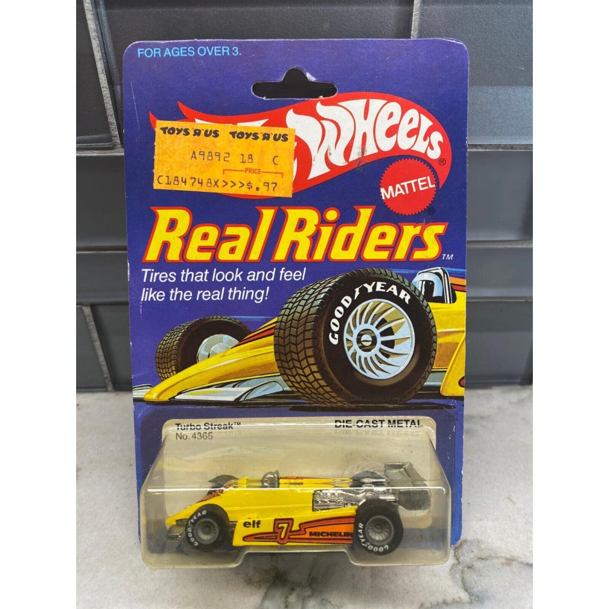 Hot Wheels 1982 Vintage Real Riders Turbo Streak - Yellow W/good Year Tires
