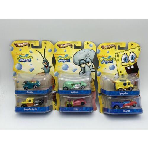2012 Hot Wheels Spongebob Character Cars Complete Set of 6 Vhtf