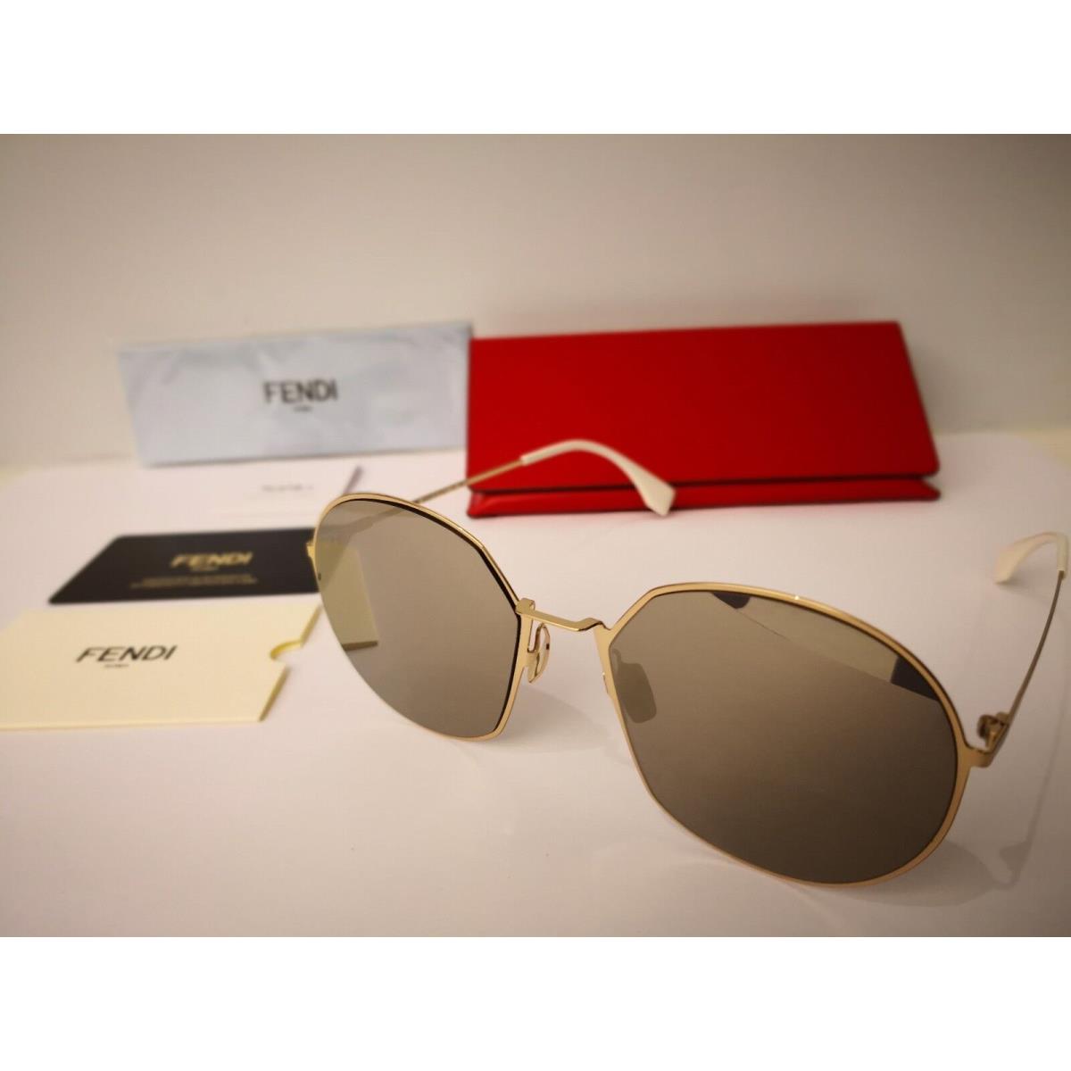 Fendi Eyeline FF 0313/F/S J5G/UE Sunglasses Gold / Grey Ivory Mirror Lens