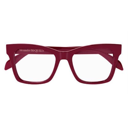 Alexander Mcqueen AM0388O Eyeglasses Women Red Square 52mm - Frame: Red, Lens: