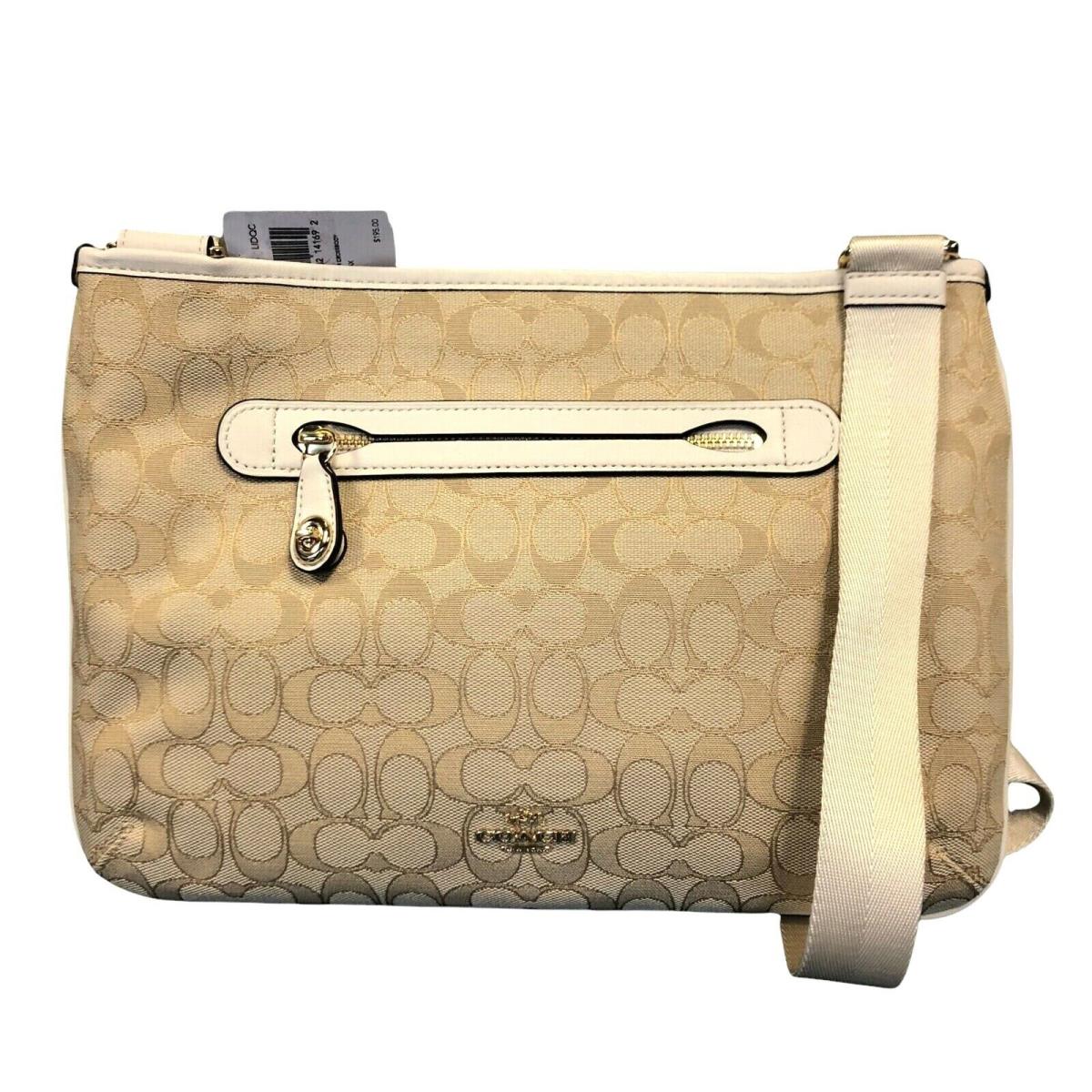 Coach 37587 Signature Taylor Crossbody Canvas Leather Khaki Chalk