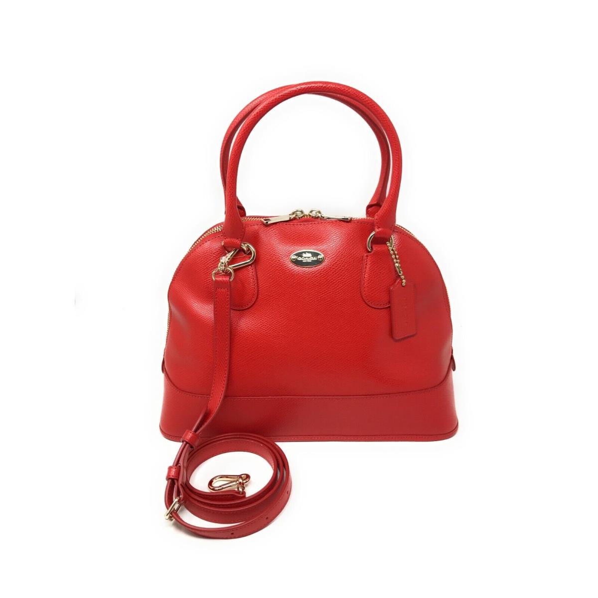 Coach Crossgrain Leather Cora Dome Satchel Crossbody: Cardinal