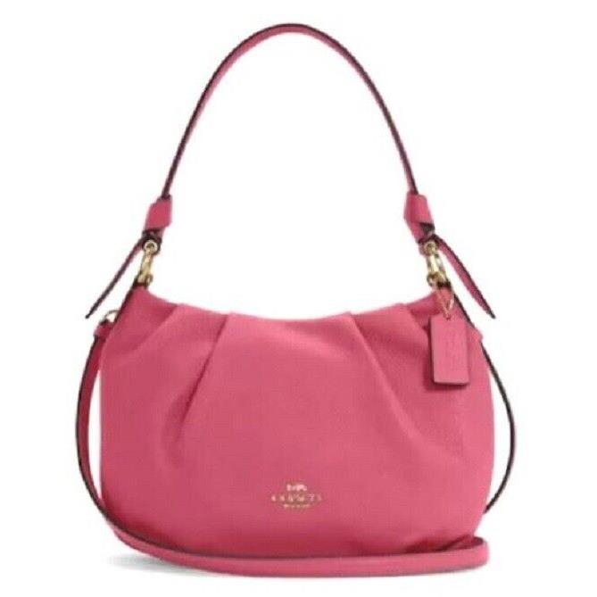 Coach Everly Pebble Leather Bright Violet Pink Crossbody Shoulder Bag C4068