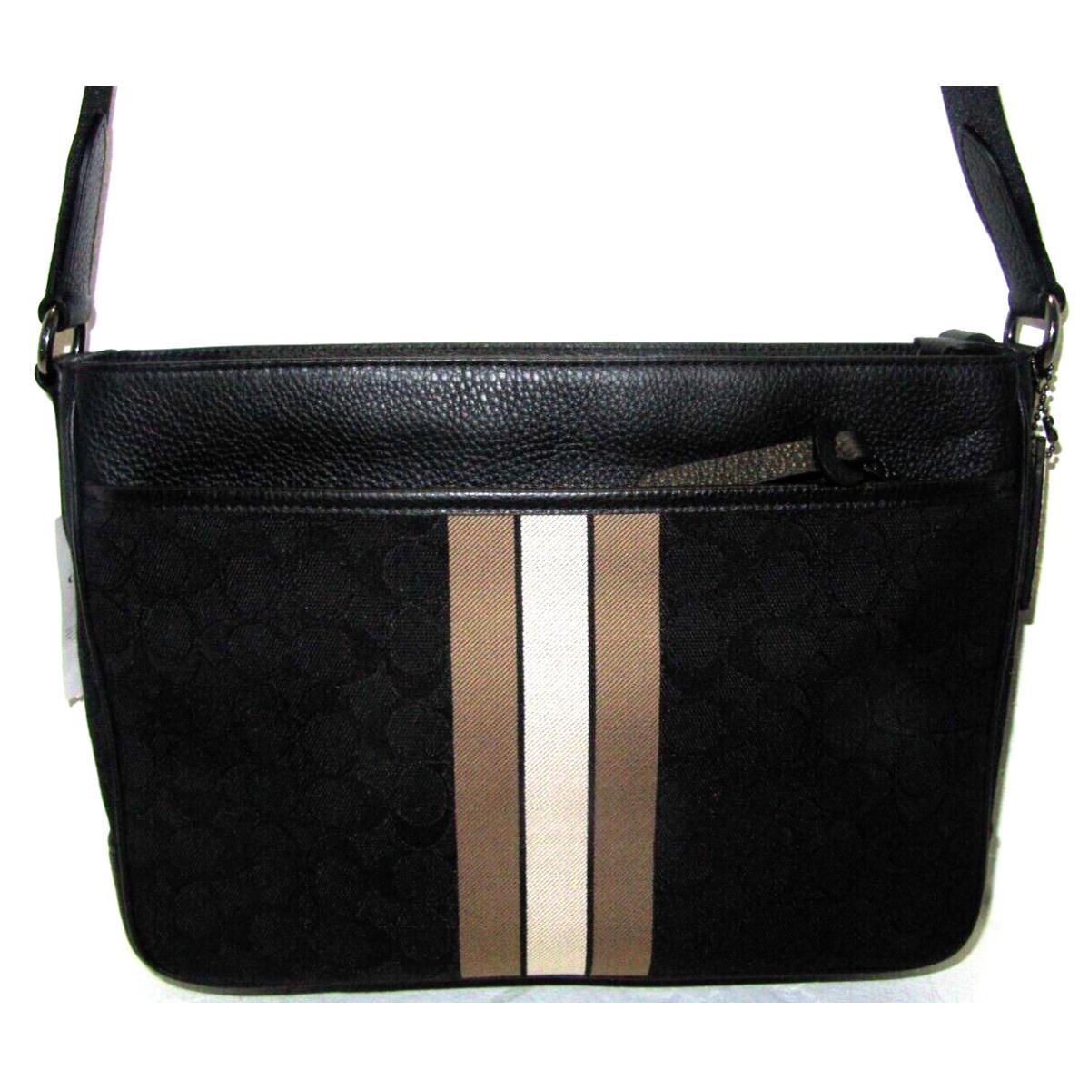 Coach C5291 Thompson Center Stripe Crossbody Black Signature Jacquard Leather