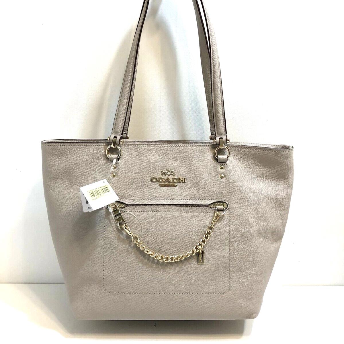 Coach 34817 Town Car Tote Crossgrain Leather Shoulder Bag Grey Birch