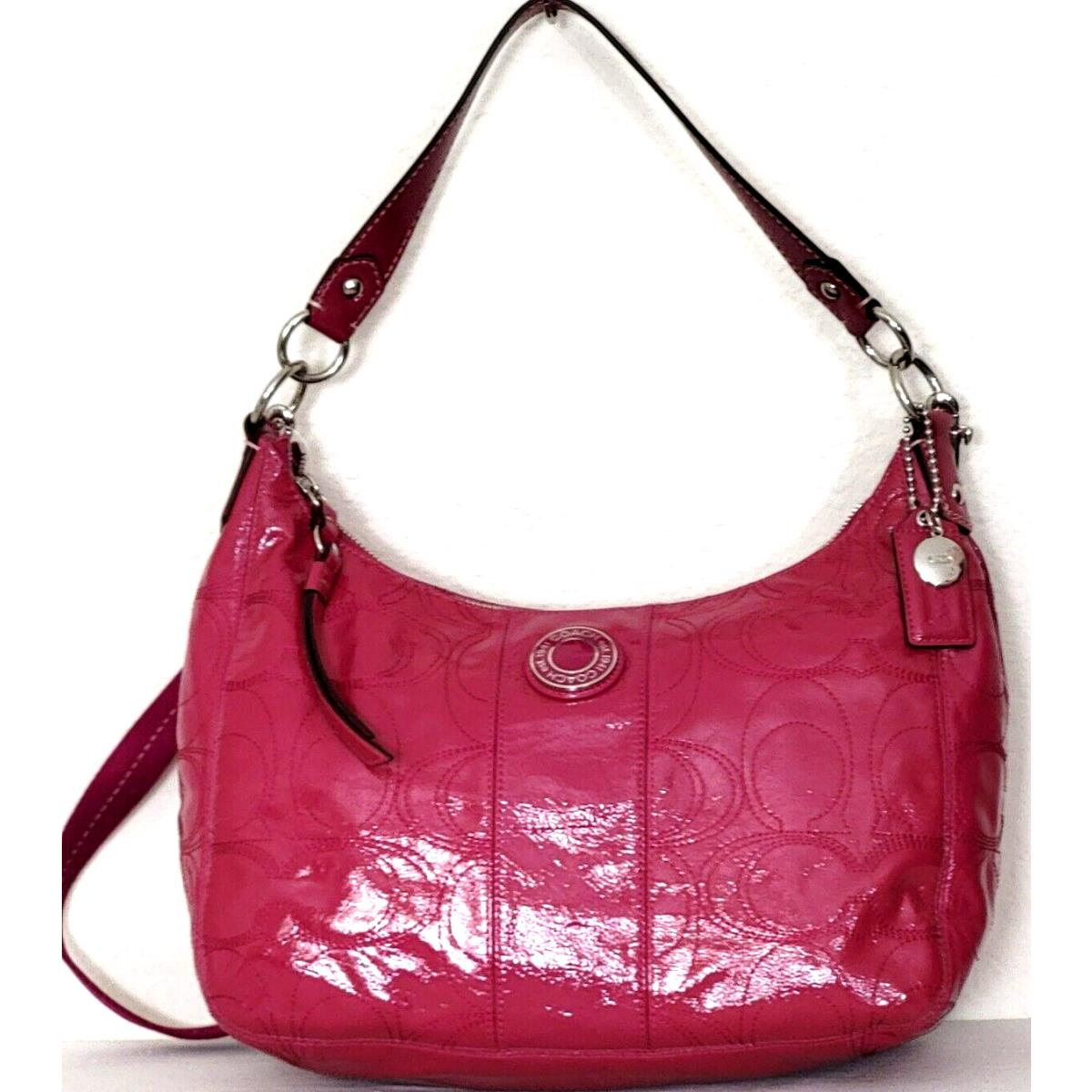 Coach 1941 F19282 Magenta Pink Leather C-stitch Top Zip Shoulder Hobo Bag