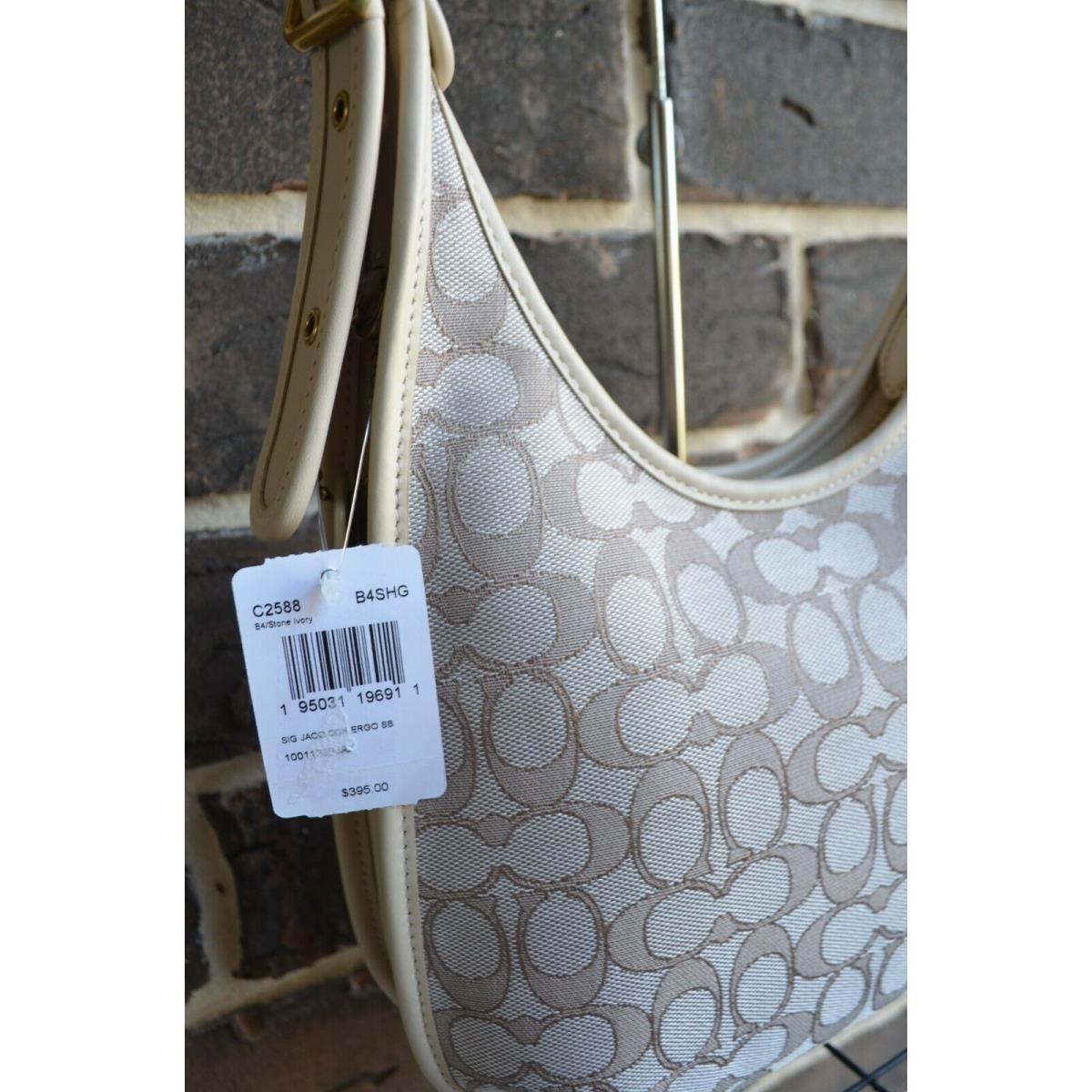 NWT COACH Ergo Shoulder Bag In Signature Jacquard C2588 BRASS/STONE IVORY