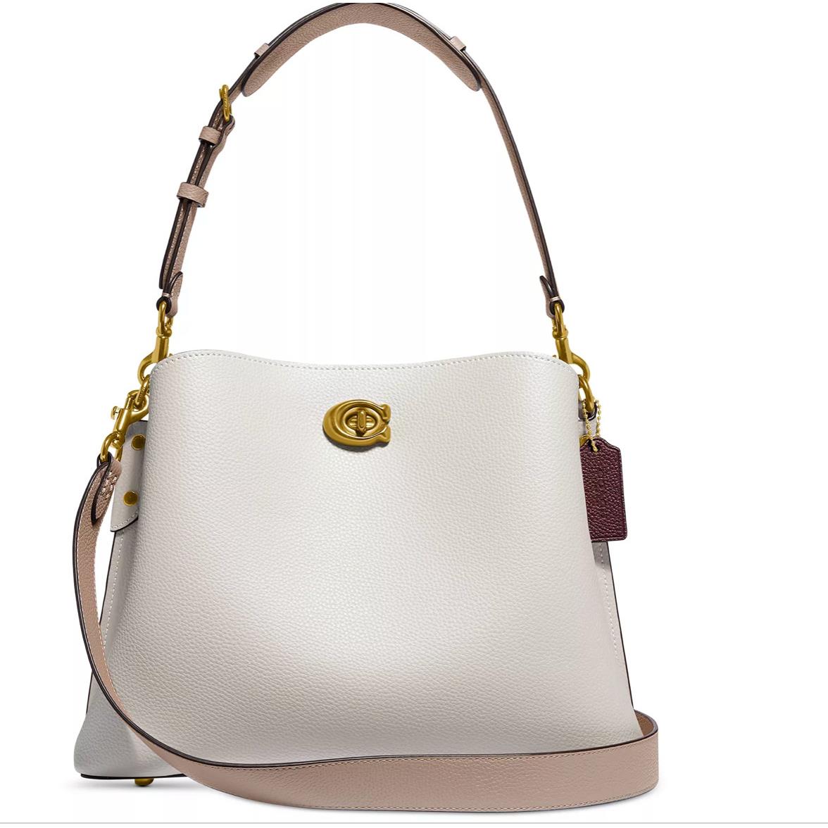 Coach Pebble Leather Willow Shoulder Bag with Convertible Straps Chalk/gold