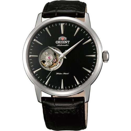 Orient Classic Open Heart Men`s FAG02004B0 41mm Automatic Watch - Dial: Black, Band: Black, Other Dial: Black