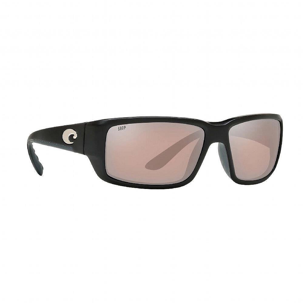 Costa Men`s Fantail 580P Sunglasses Silver Mirror Plastic Lens Black Frame - Frame: Black, Lens: Silver