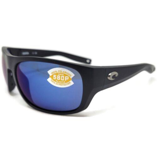 Costa Del Mar Tico Sunglasses Matte Black Polarized Blue Mirror 580P Tco 11 Obmp - Black Frame, Blue Lens