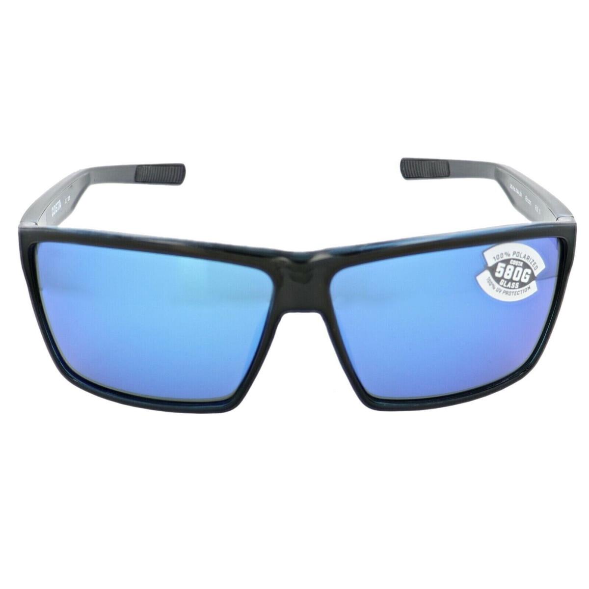 Costa Del Mar Rincon Men`s Polarized Blue Mirror Sunglasses Rin 11 Obmglp - Frame: Shiny Black Frame, Lens: Blue Mirror 580G