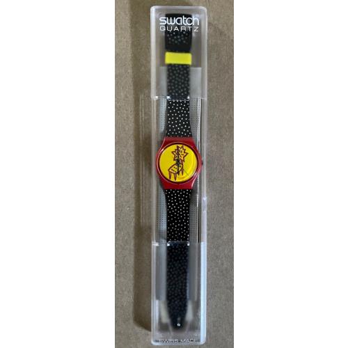 Vtg Swatch Dotchair Vintage 1992 GR115 IN The Box Yellow Black Red 99%