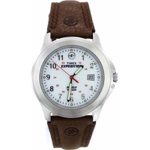 Timex T44381 Men`s Expedition Metal Field Brown Leather Strap Watch