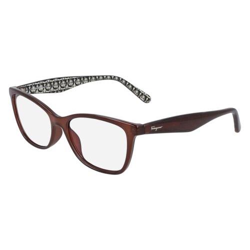 Salvatore Ferragamo SF 2866 210 Crystal Brown Eyeglasses 54/16/140 with Case