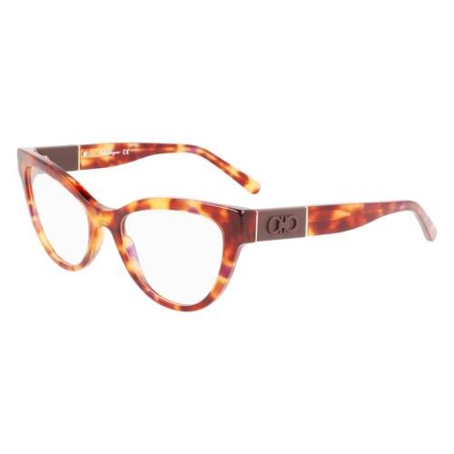 Salvatore Ferragamo SF 2920 604 Red Tortoise Eyeglasses 52/18/140 with Case