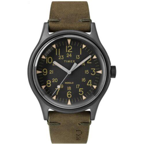 Timex Men`s Watch MK1 Quartz Gunmetal Stainless Steel Case Brown Strap TW2R97000 - Dial: Black, Band: Brown