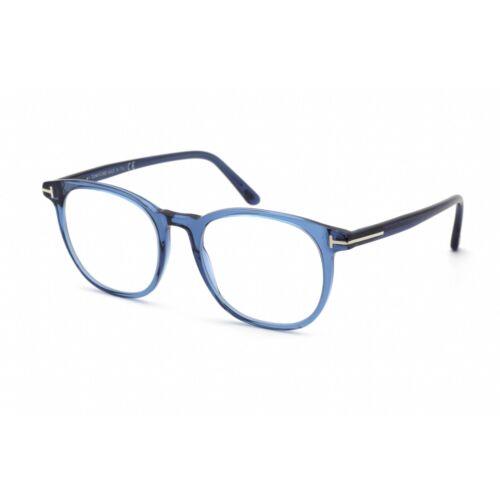 Tom Ford Men`s Eyeglasses Clear Lens Shiny Blue Plastic Round 53mm FT5754-B 090