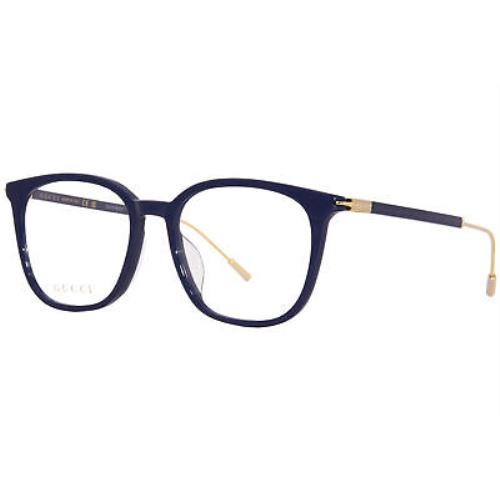Gucci GG1276OK 004 Eyeglasses Frame Men`s Blue/gold Full Rim Square Shape 54mm