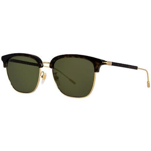 Gucci GG1275SA 002 Sunglasses Men`s Havana Gold/green Lenses Square Shape 56mm