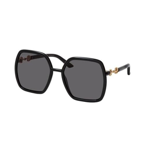 Gucci GG 0890S 001 Black Gold Horsebit Oversized Sunglasses Italy