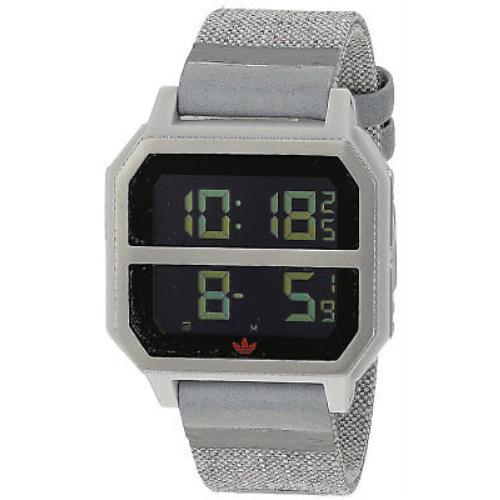 Adidas Z16 3199-00 Archive R2 Men`s Digital Chronograph Watch Grey Nylon Strap