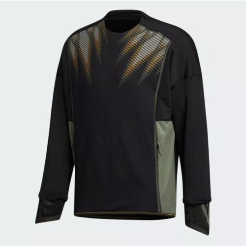 Adidas Prime Cold.rdy Crew Sweatshirt Mens Black Green: GI7429: Sz XL