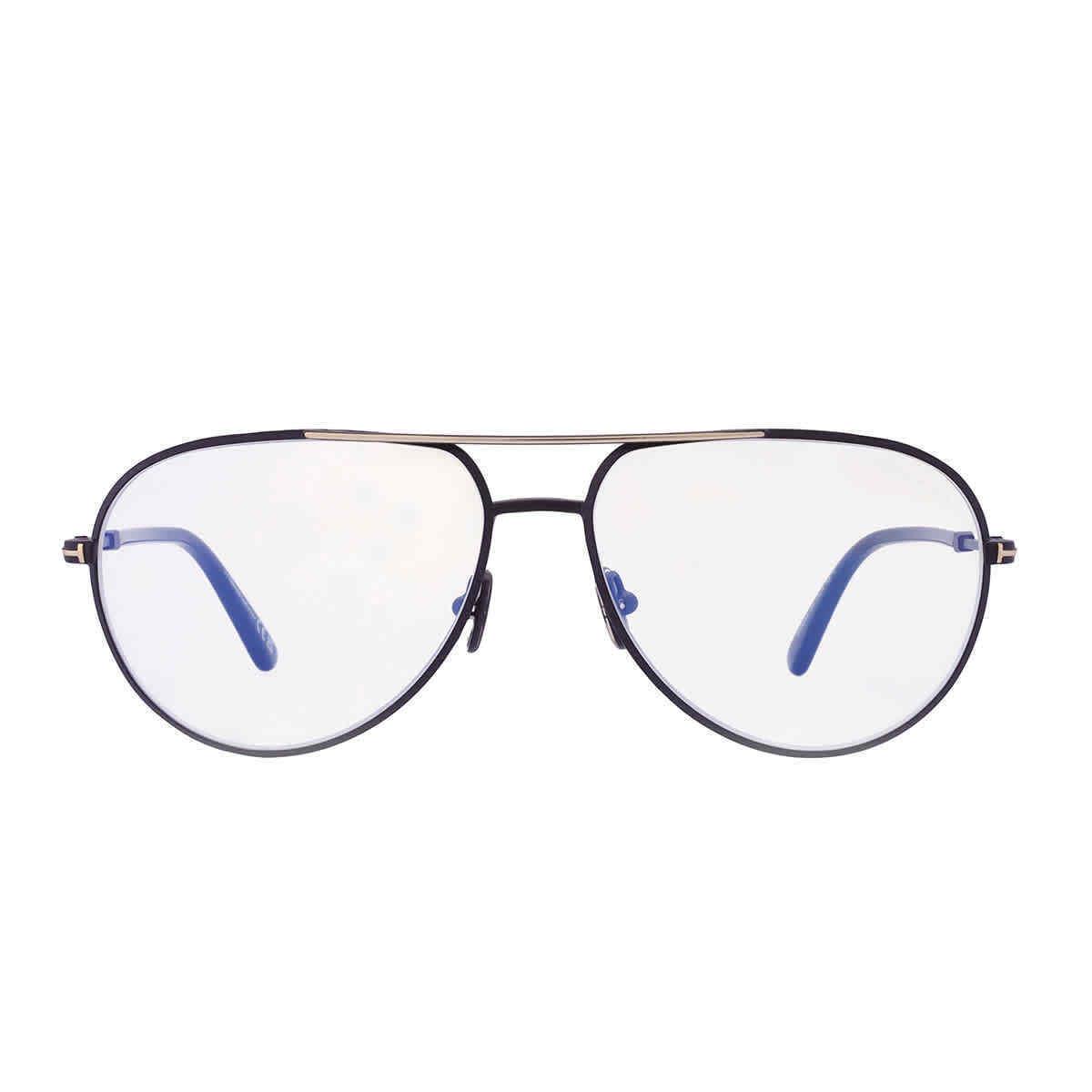 Tom Ford Blue Light Block Pilot Men`s Eyeglasses FT5829-B 001 57 FT5829-B 001 57