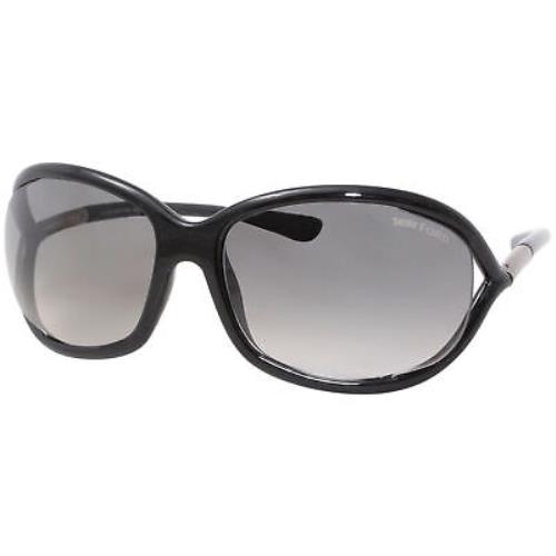Tom Ford Jennifer TF8 01B Sunglasses Women`s Shiny Black/smoke Gradient Lenses
