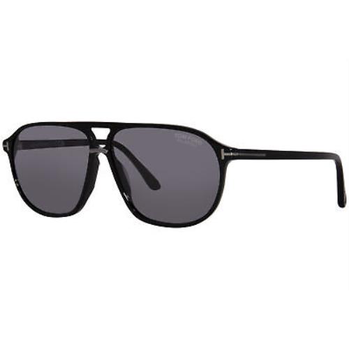 Tom Ford Bruce TF1026-N 01D Sunglasses Men`s Shiny Black/polarized Smoke 61mm - Black Frame, Gray Lens