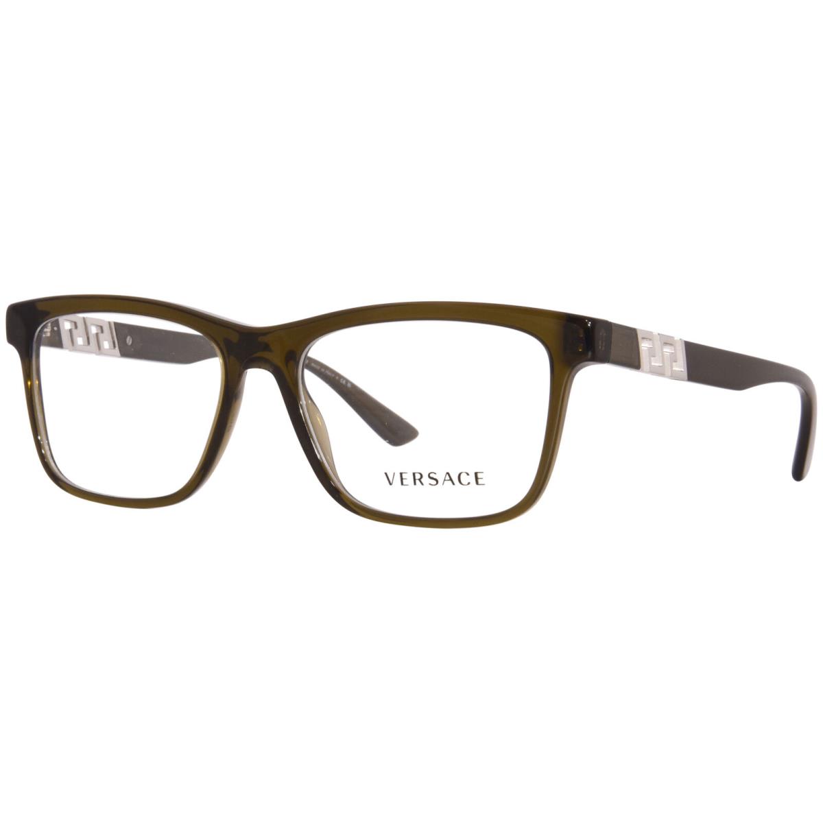 Versace VE3319 200 Eyeglasses Men`s Transparent Green Full Rim Square Shape