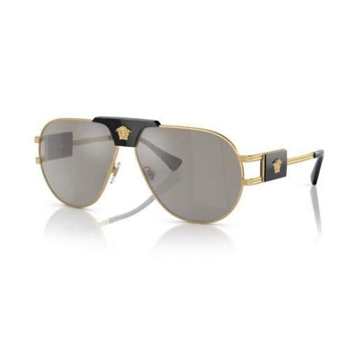 Versace 0VE2252 10026G - Gold / Light Grey Mirror Silver Men`s Sunglasses