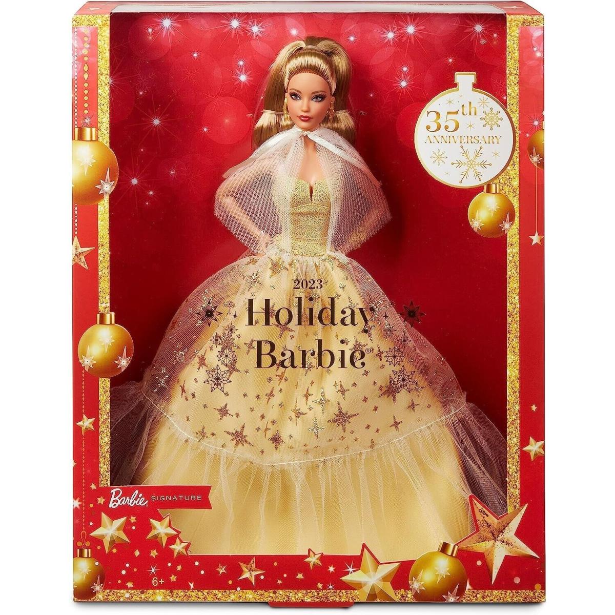 2023 Barbie Holiday Doll Light Brown Hair 35th Anniversary