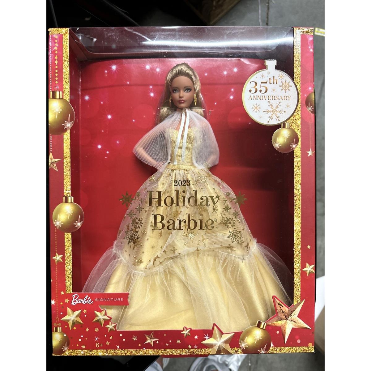 Barbie Signature 2023 Holiday Barbie Doll Golden Gown HJX10