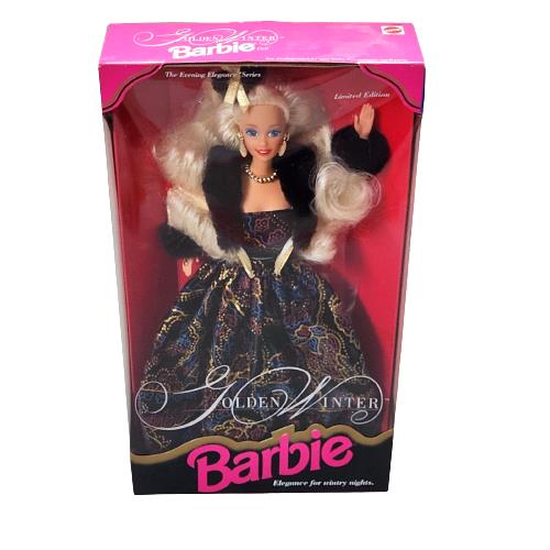 Vintage 1993 Mattel Golden Winter Barbie 10684 Evening Elegance