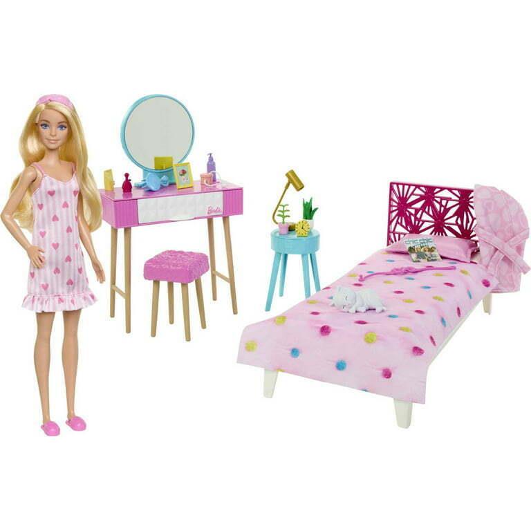 Barbie Doll and Bedroom Playset - Furniture with 20+ Pieces Toy Gift