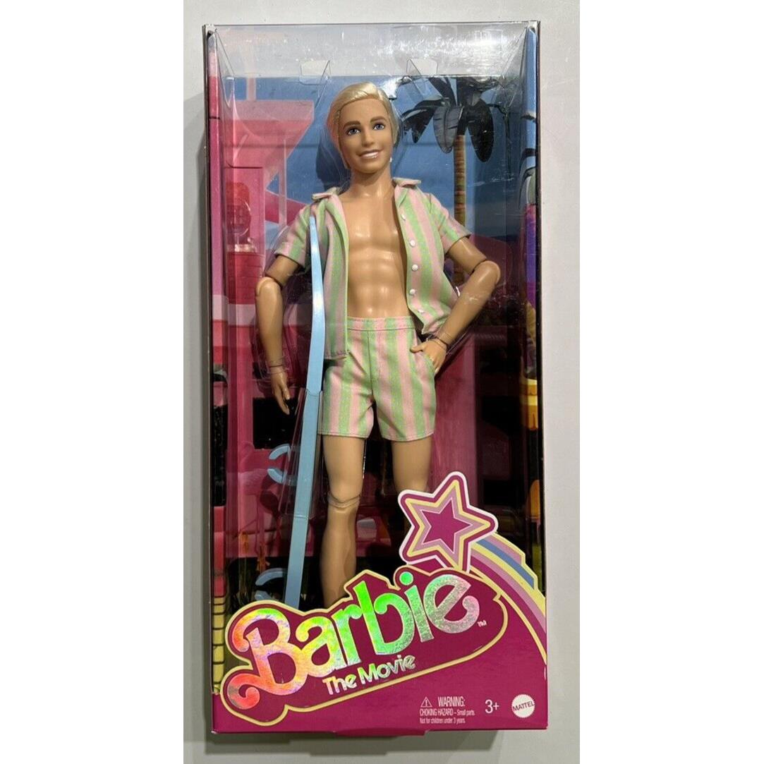 Barbie The Movie Ken Doll Wearing Pastel Striped Beach Matching Set