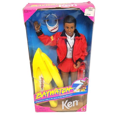 Vintage 1994 Mattel Baywatch Ken Black Doll 13259 Barbie IN Box
