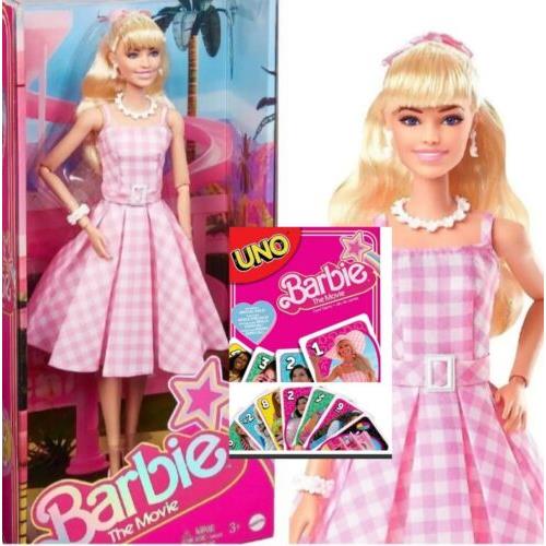 Barbie Margot Robbie The Movie Collectible Doll Pink Gingham Dress Uno Exclusive