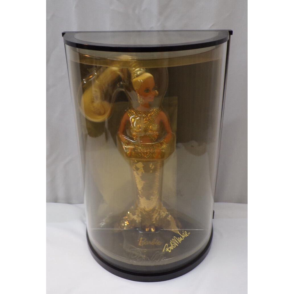 Vintage 1990 Mattel Bob Mackie Gold Barbie Doll Display Case 5405-9992 Signed