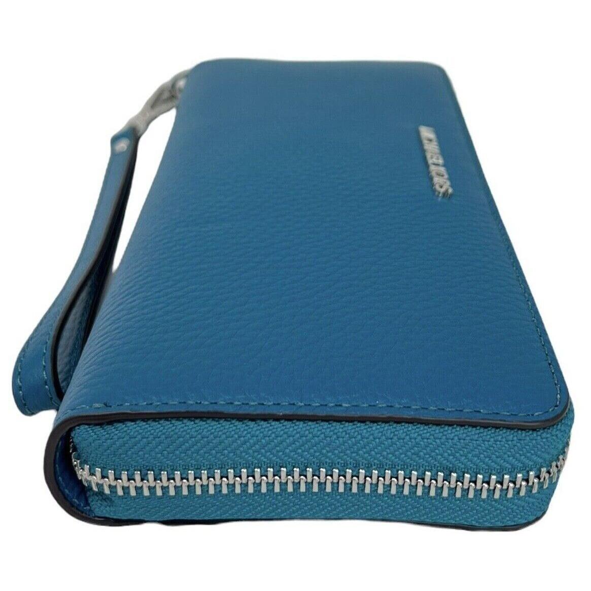 Michael Kors Continental Wallet Wristlet Lagoon Blue Leather 35F7STVE7L