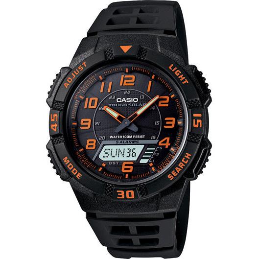 Casio AQS800W1B2V Mens Solar Black and Orange Wrist Watch