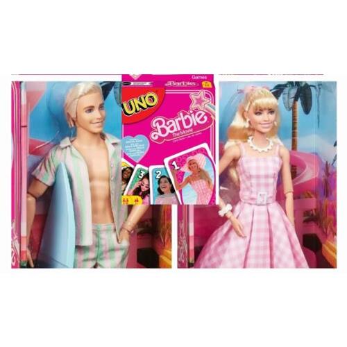 Barbie Margot Robbie and Ken The Movie Dolls with Bonus Uno Card Game