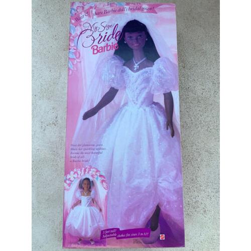 My Size Bride African American AA Barbie 12053 3 Ft Tall Wedding Doll