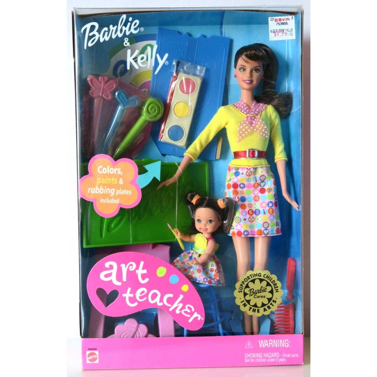 2002 Barbie Kelly Art Teacher Barbie Brunette Dolls-- Read