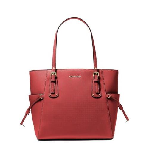 Michael Kors Voyager Leather East West Tote Shoulder Bag In Crimson Red