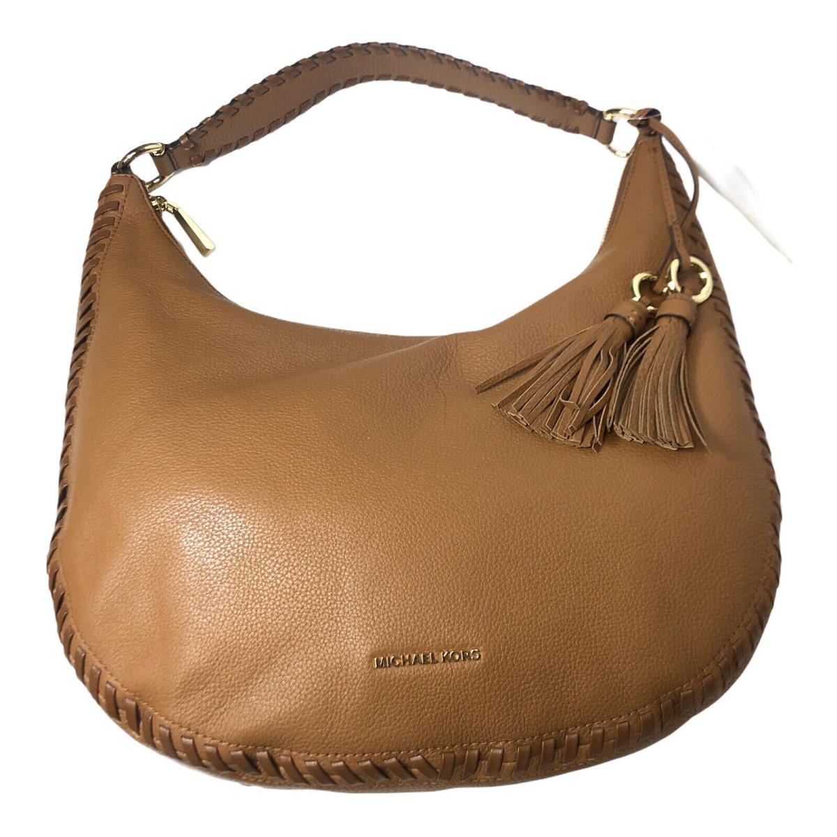 Michael Kors Acorn Lauryn Large Shoulder Bag Pebble Leather Luggage Stitch