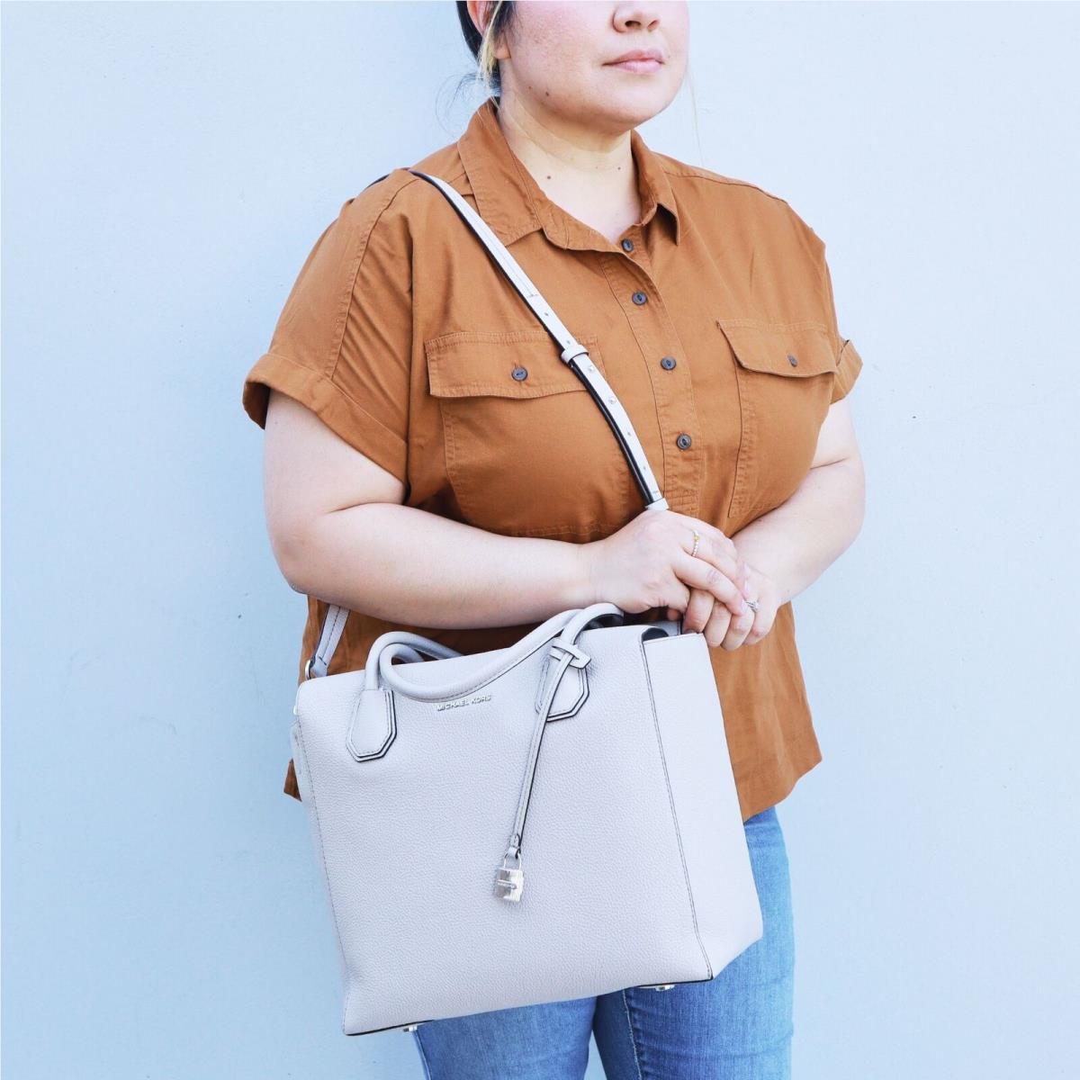 Michael Kors Mercer Large Boxy 2 Way Satchel Tote Cement