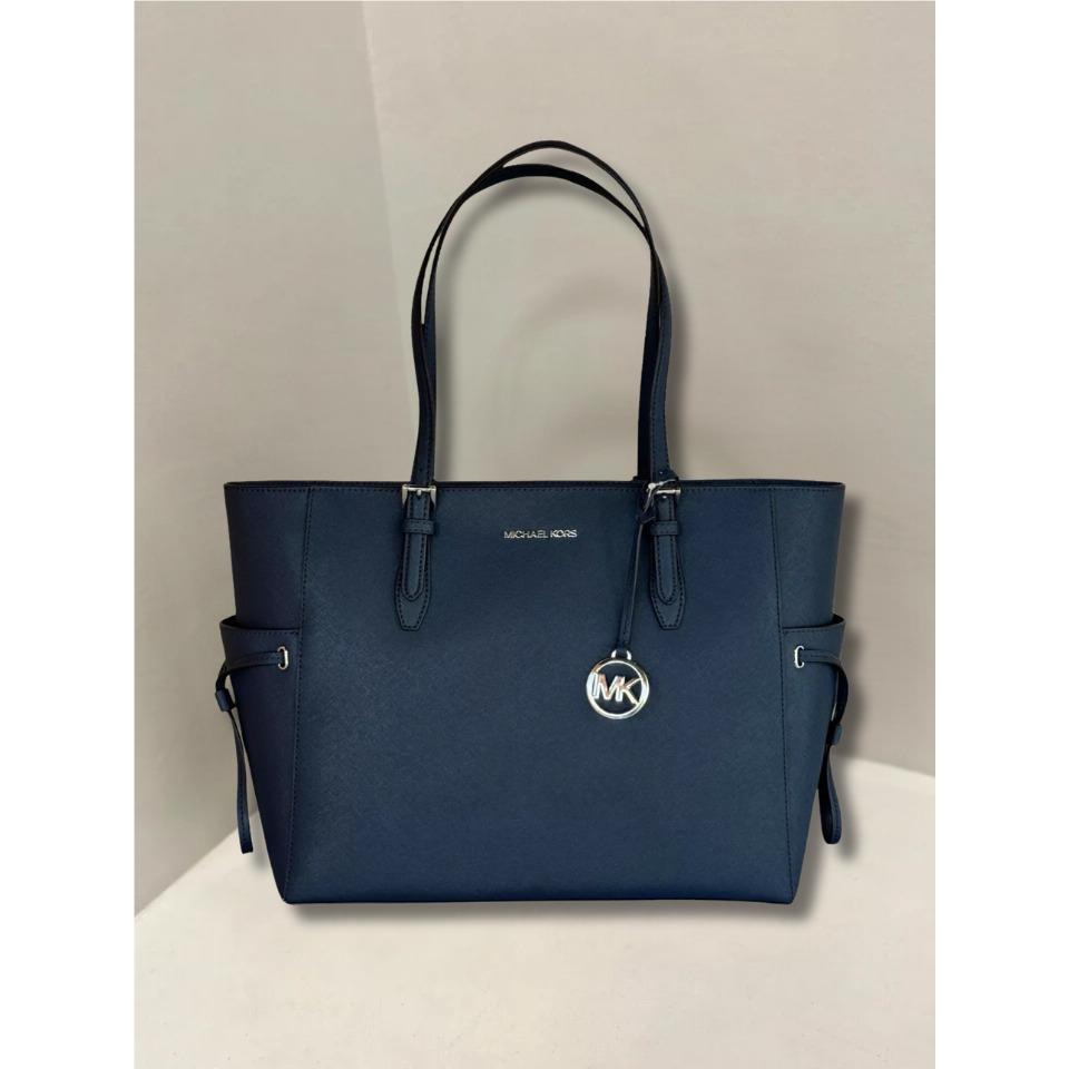 Michael Kors Gilly Large Navy Functional Silver-toned Leather Travel Tote Bag