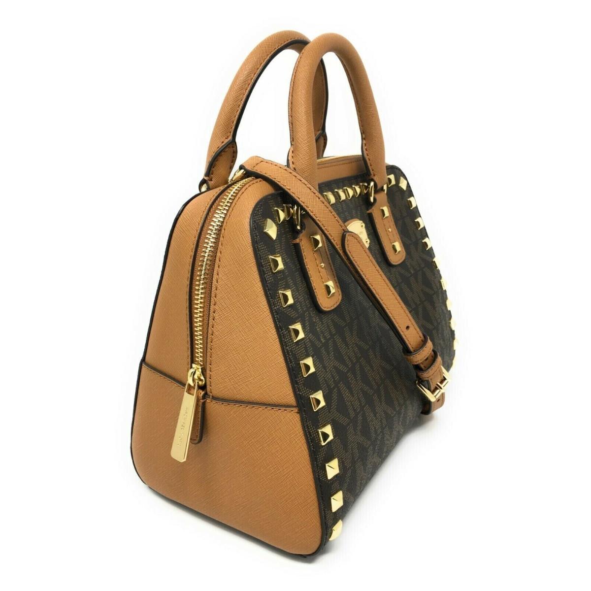 Michael Kors Sandrine Studded Small Satchel Crossbody - Brown Acorn